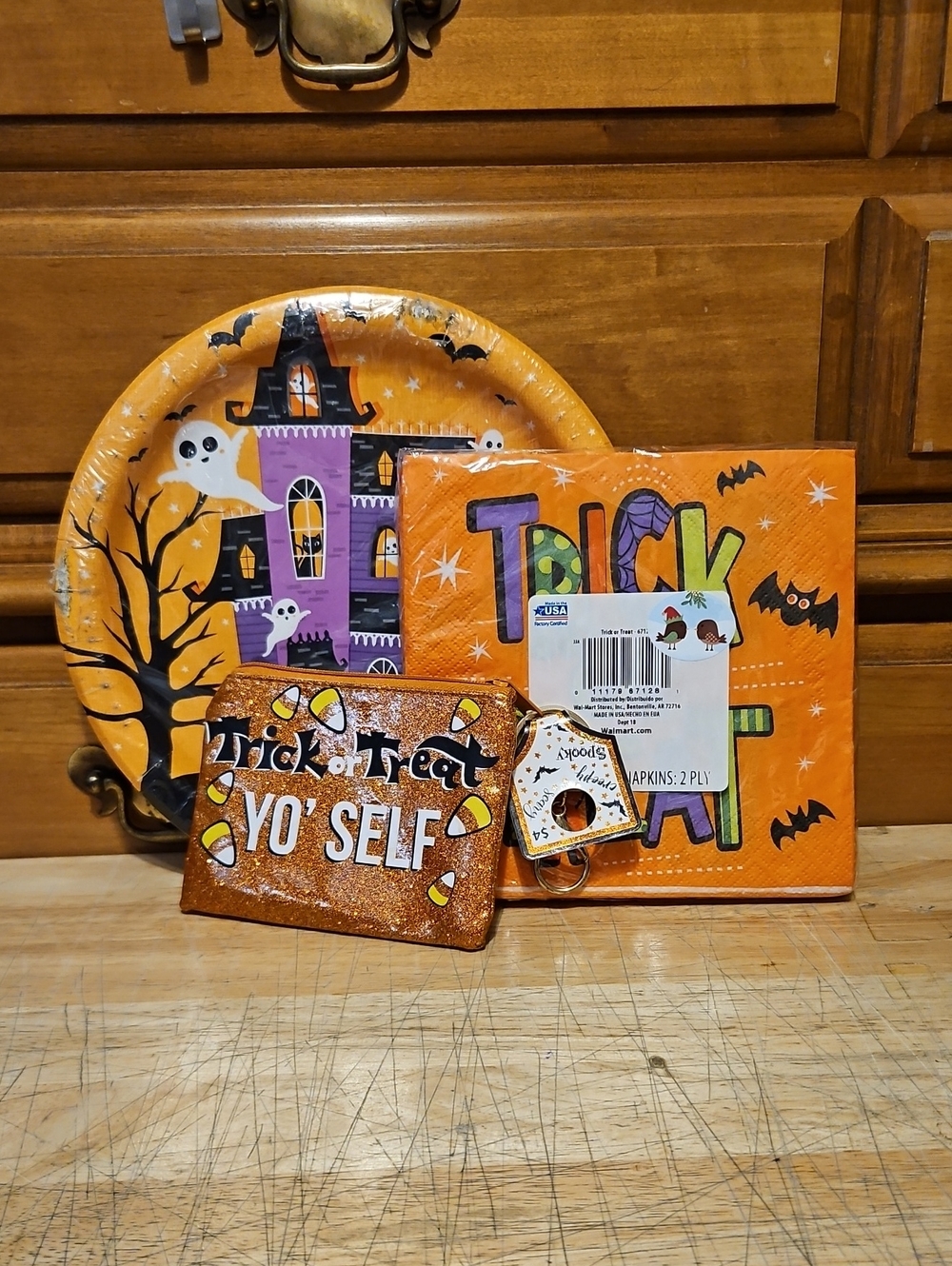 Halloween Party Napkins, Plates Set & Coin Purse